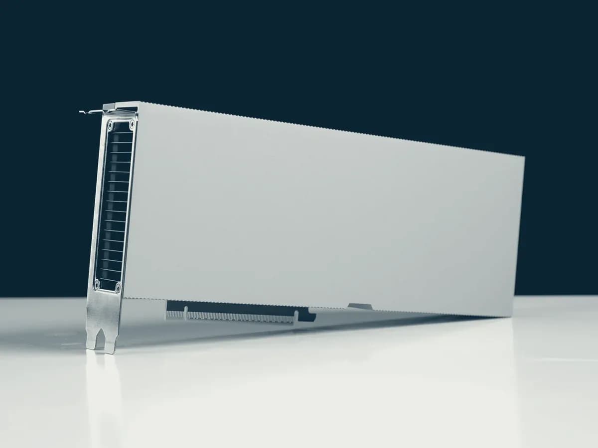 NVIDIA H100 PCIe graphics card on a white surface